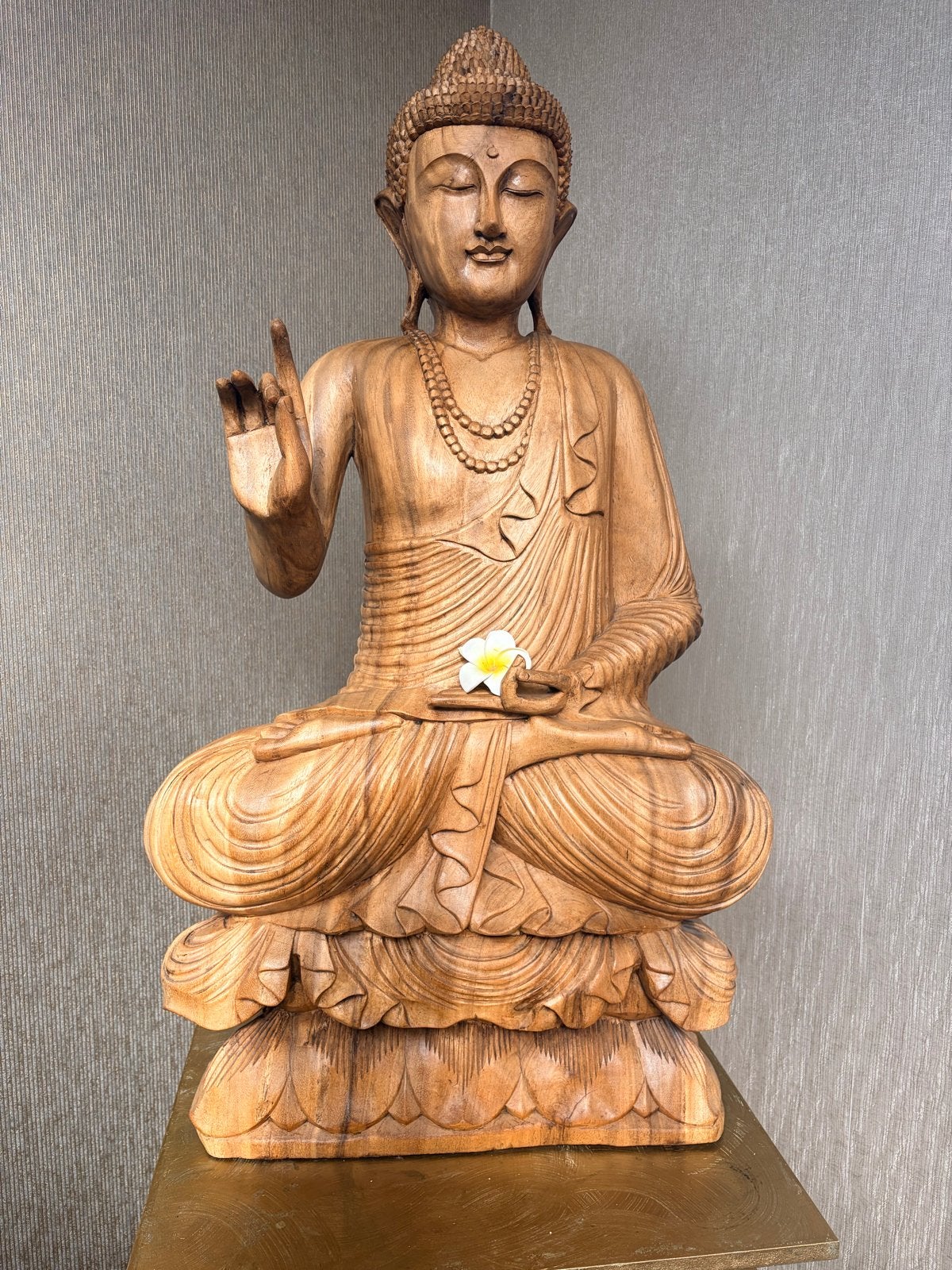 Handgemaakte massieve Boeddha uit Bali - 100 cm, Ophalen, 50 - 100 cm, Handgemaakt, Beeld