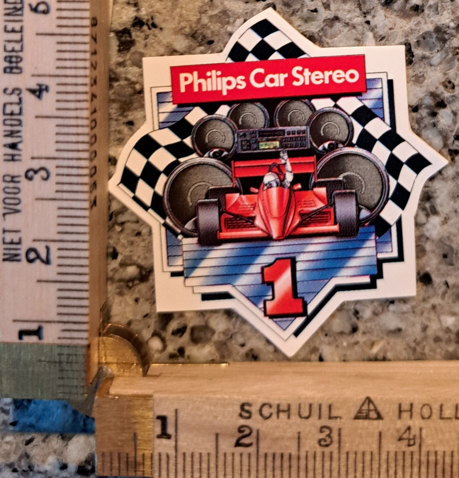 Kleine vintage sticker Philips car system raceauto formule 1, Verzamelen, Stickers, Zo goed als nieuw, Ophalen of Verzenden