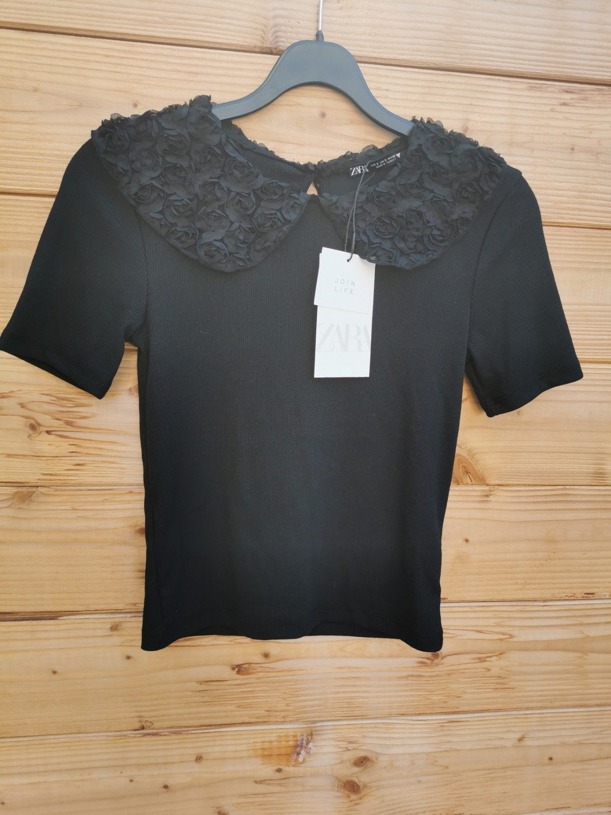 ZARA top met bloemen kraag mt. S, Verzenden, Nieuw, Korte mouw, Maat 36 (S)