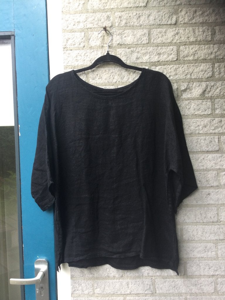 Hele leuke zwarte 100% LINNEN TOP, NIEUW, mt 40-46, Zwart, Maat 42/44 (L), Nieuw, Ophalen of Verzenden