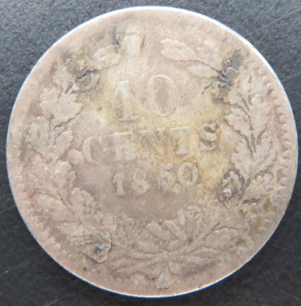 10 Cent 1850, Postzegels en Munten, Munten | Nederland, Koning Willem III, Verzenden, Zilver, 10 cent