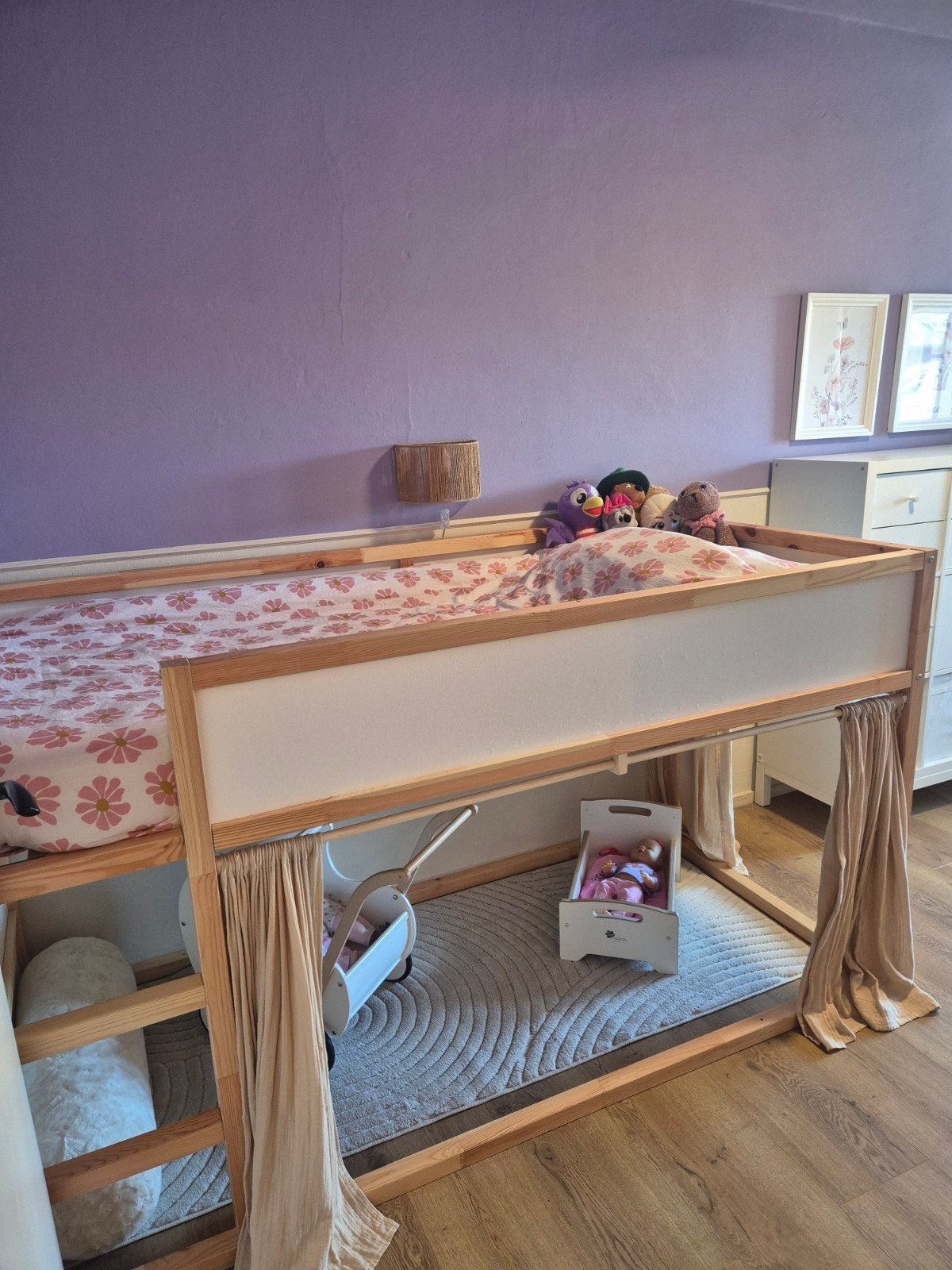 Ikea Kura bed met gordijntjes van Limmaland, Kinderen en Baby's, Ophalen, 85 tot 100 cm, Hoogslaper of Stapelbed, Gebruikt