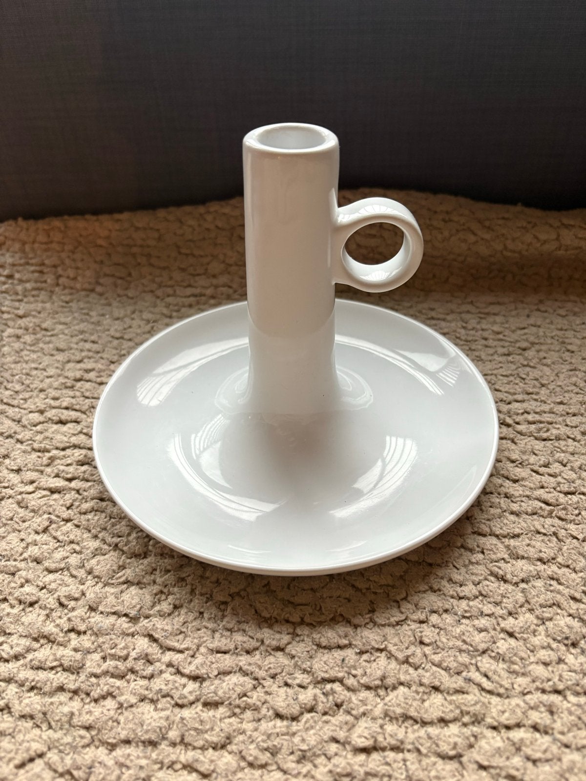 Witte IKEA Kandelaar met handvat - 18cm diameter, 15cm hoog, Huis en Inrichting, Woonaccessoires | Kandelaars en Kaarsen, Wit