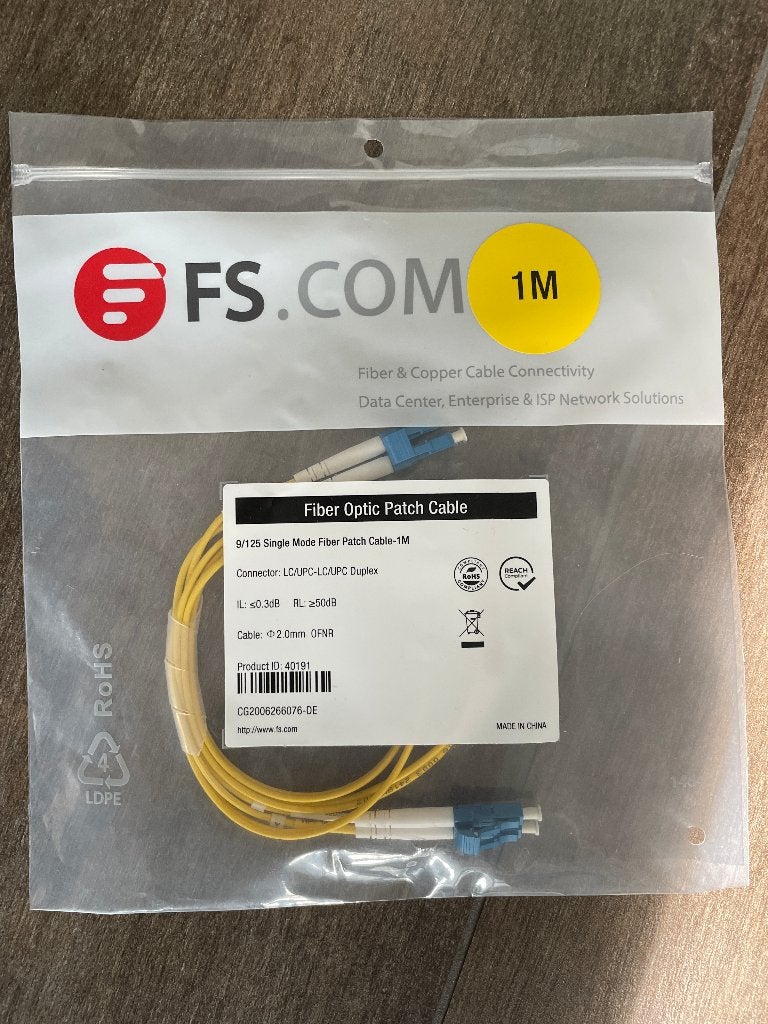 Fiber Optic Patch Cable 1m LC UPC - LC UPC Duplex, Ophalen of Verzenden, Gebruikt