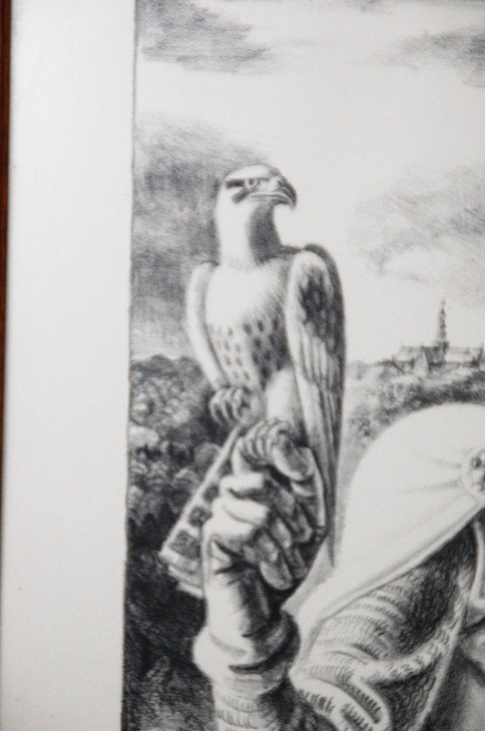 Een Litho van een ridder met wapens, Ophalen of Verzenden, 50 tot 75 cm, Schilderij