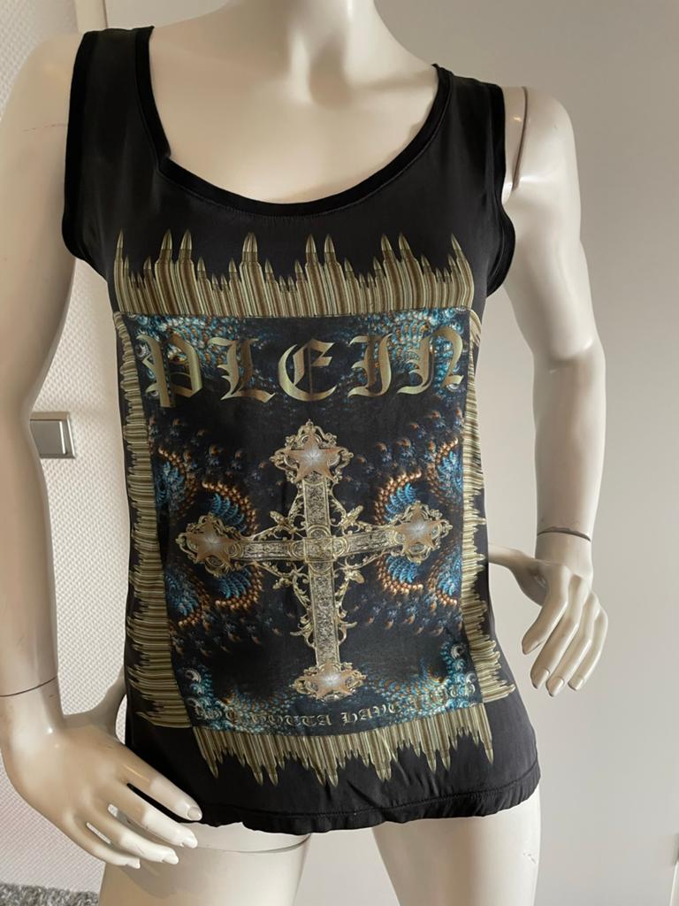 Philipp plein zijde top maat m, Maat 38/40 (M), Zwart, Ophalen of Verzenden, Zo goed als nieuw