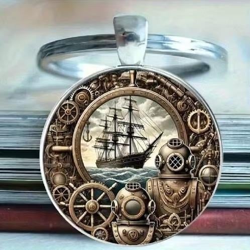 Nautisch steampunk hanger voor sleutel, tas of ketting, Ophalen, Nieuw