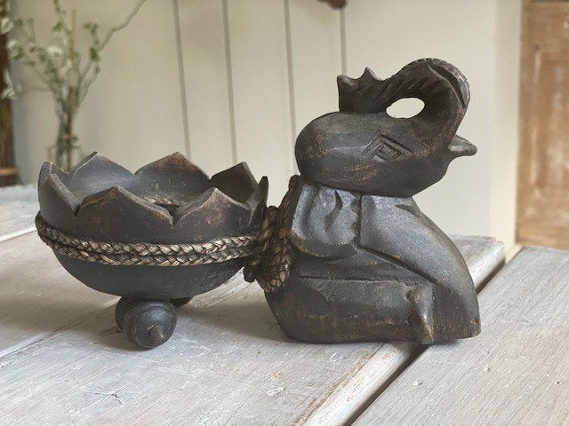 Decoratief houtsnijwerk olifant. Kandelaar Azie / Thailand., Antiek en Kunst, Ophalen, Bruin, Handgemaakt, 12 cm