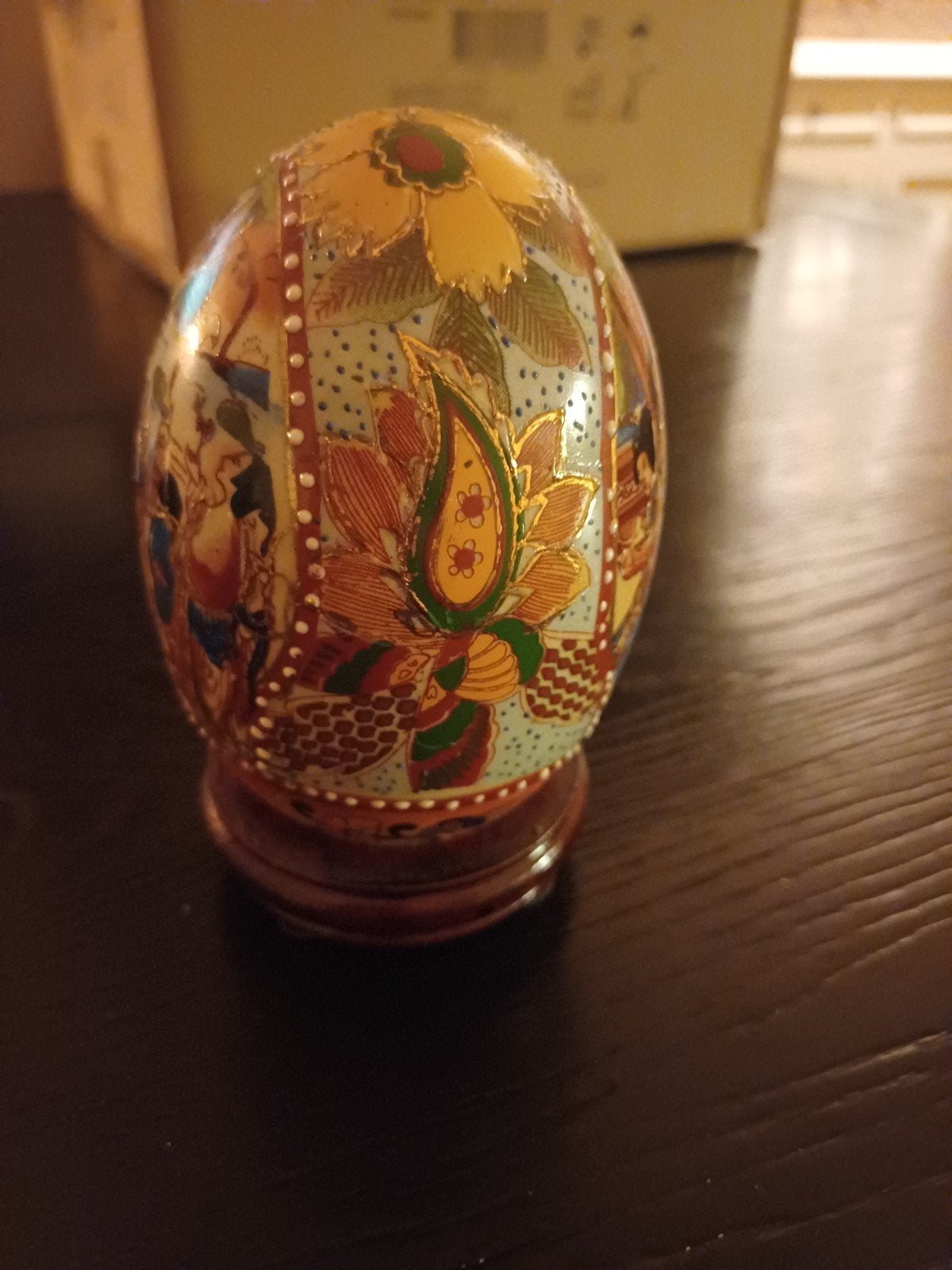 Decoratief Oosters Ei op Standaard - Handgeschilderd, Antiek en Kunst, Ophalen