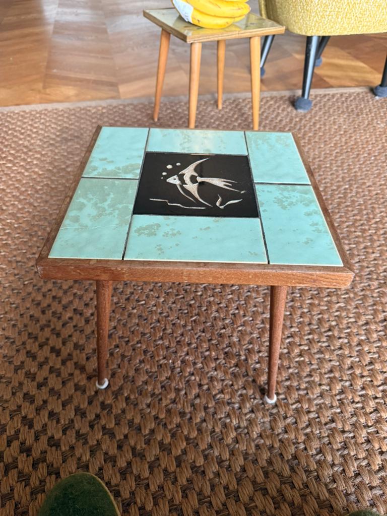 Vintage Bijzettafel met Tegels - Jaren '60 Design, Ophalen of Verzenden