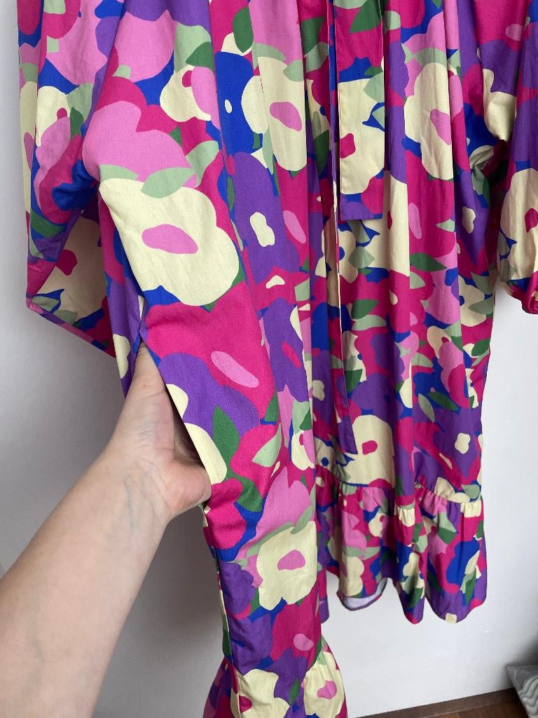 Marielle Stokkelaar Ivy Flowers roze jurk ONE SIZE, Marielle Stokkelaar, Maat 42/44 (L), Ophalen of Verzenden, Zo goed als nieuw