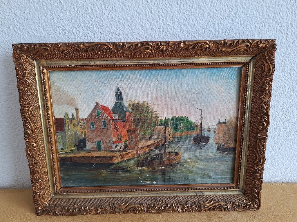 Oud Hollands tafereel schilderij 40x30 cm, Ophalen, Doek, Oud hollands, Olieverf