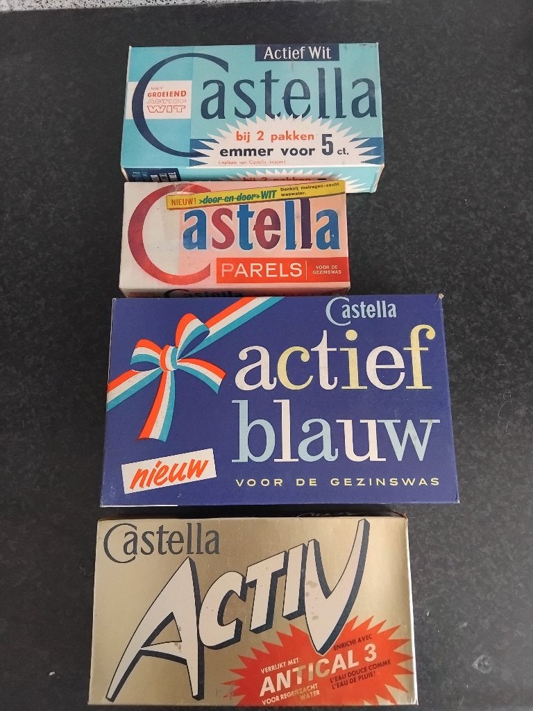 Veel Vintage Castella en Spic & Span wasmiddel verpakkingen, Verzamelen, Ophalen of Verzenden, Gebruikt, Verpakking