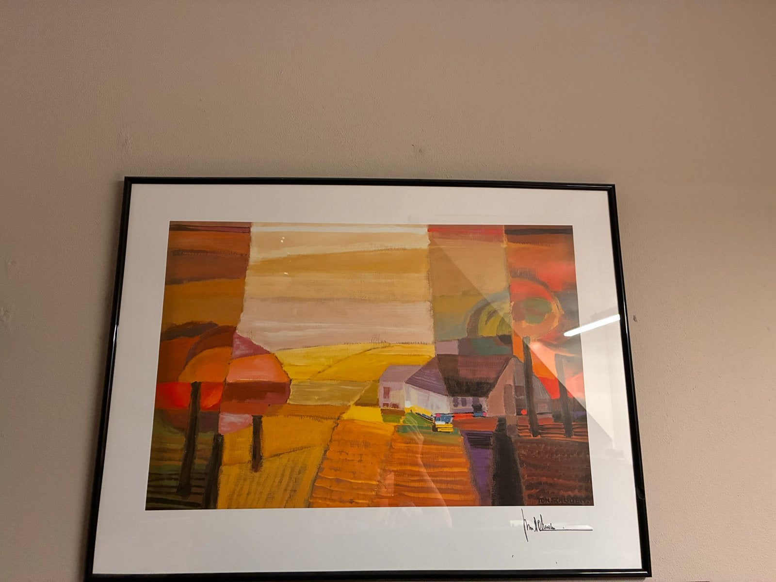 Ton Schulten Ingelijste landschapskunstprint, gesigneerd, Papier/karton, Print, Gesigneerd, Landschap