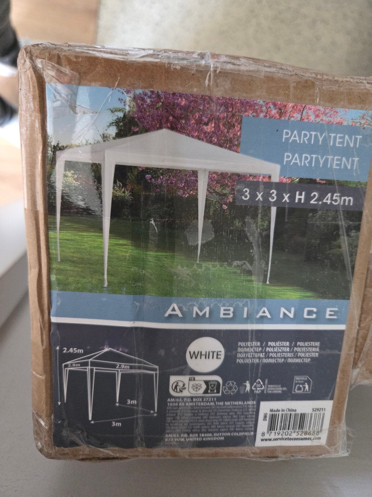 Partytent 3x3 wit nieuw in doos, Tuin en Terras, Schaduwdoeken, Ophalen of Verzenden, Nieuw