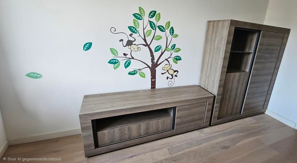 Mooi tv meubel en bijpassende kast, Ophalen, 25 tot 50 cm, Eikenhout, Minder dan 100 cm
