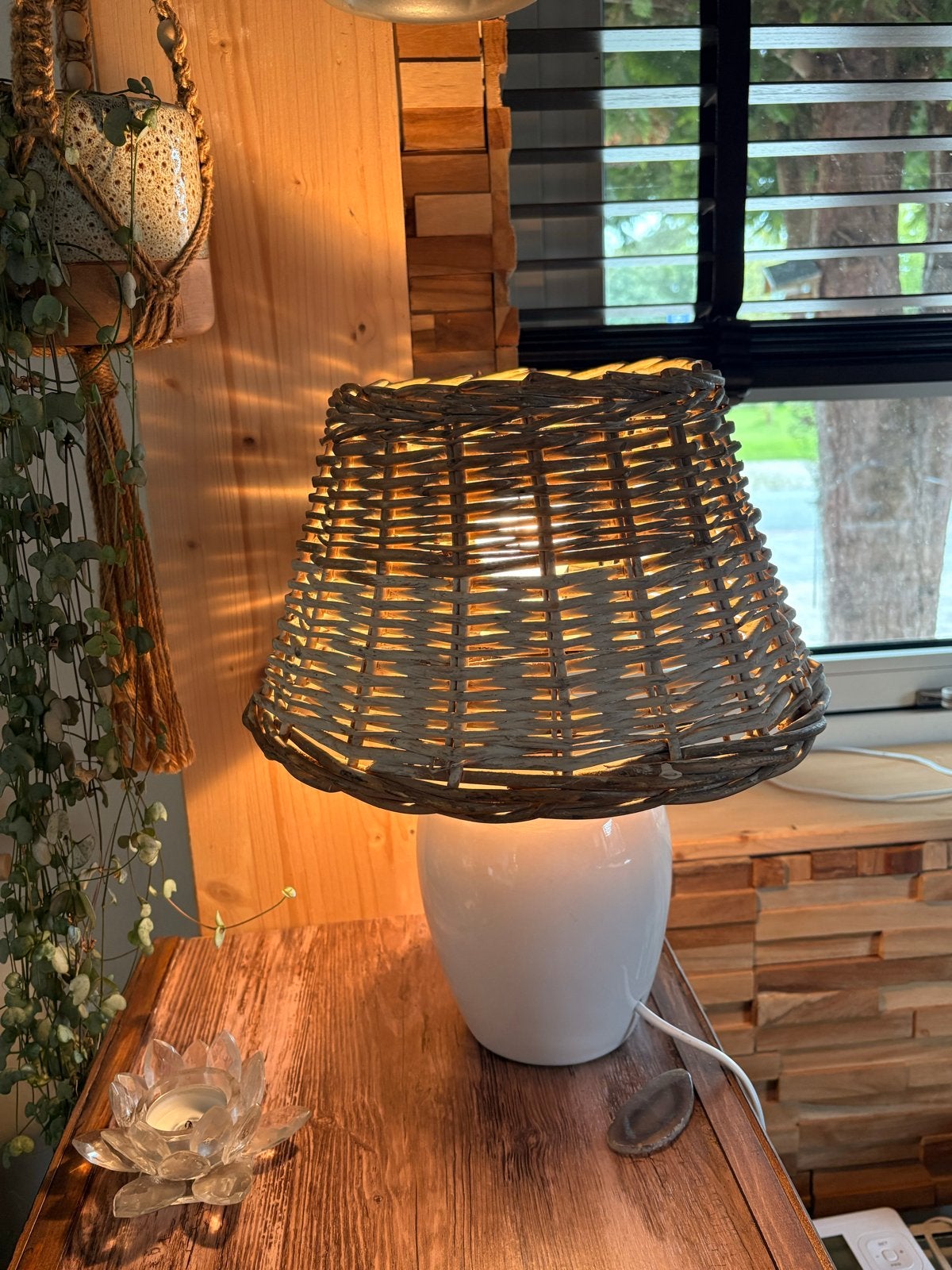 Landelijk & Riviera Maison stijl lamp, eye-catcher!, Gebruikt, Natuurlijk materiaal, Riviera Maison, Ophalen of Verzenden