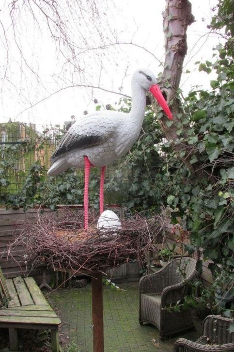 Te huur Ooievaars: 3D ooievaar, op nest, geboortebord, vlag, Ophalen, Zo goed als nieuw, Overige typen, Geboorte of Huwelijk
