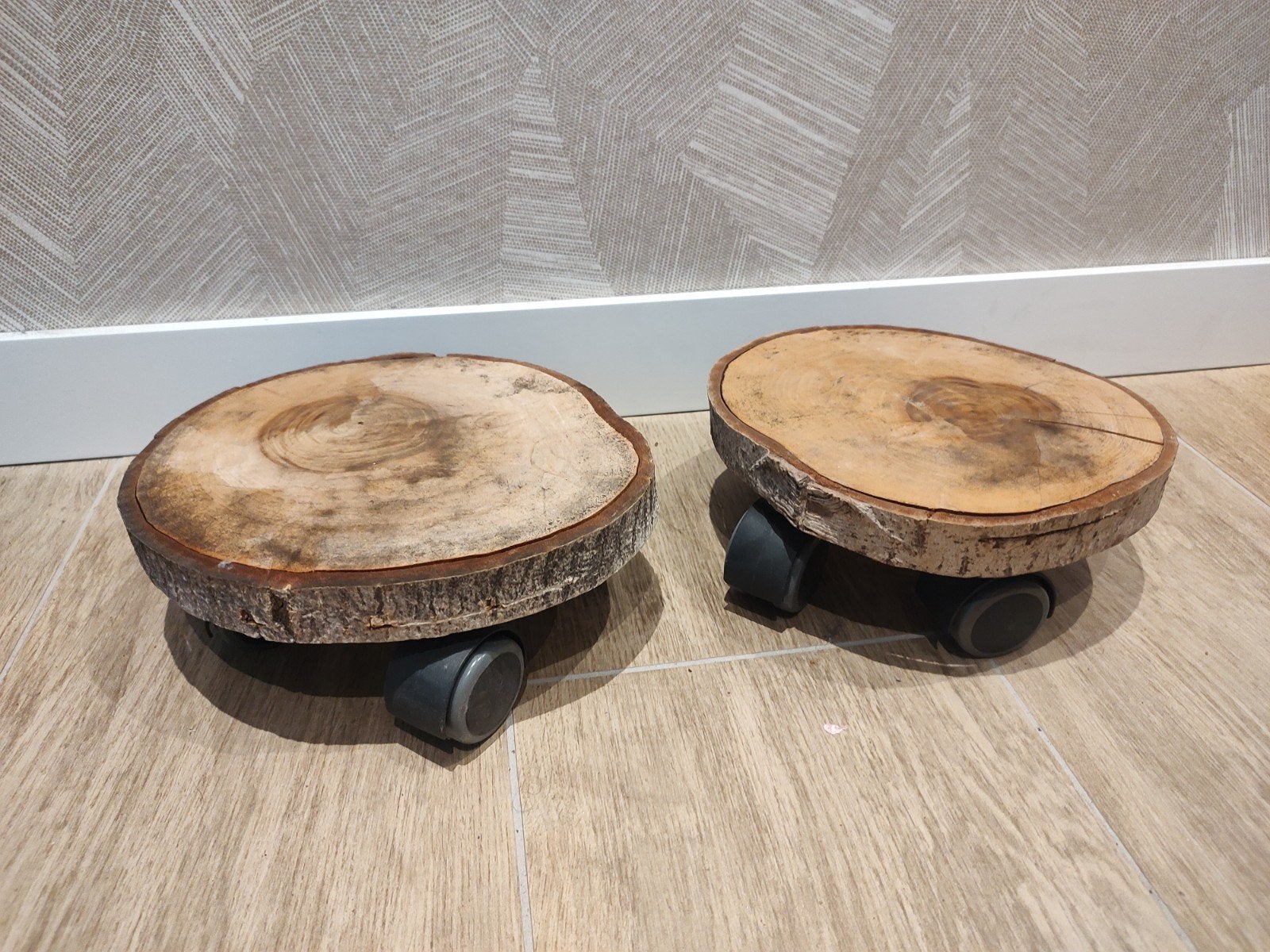 Houten plantenroller op wieltjes 2 stuks, Hout, Gebruikt, Ophalen of Verzenden, Landelijk