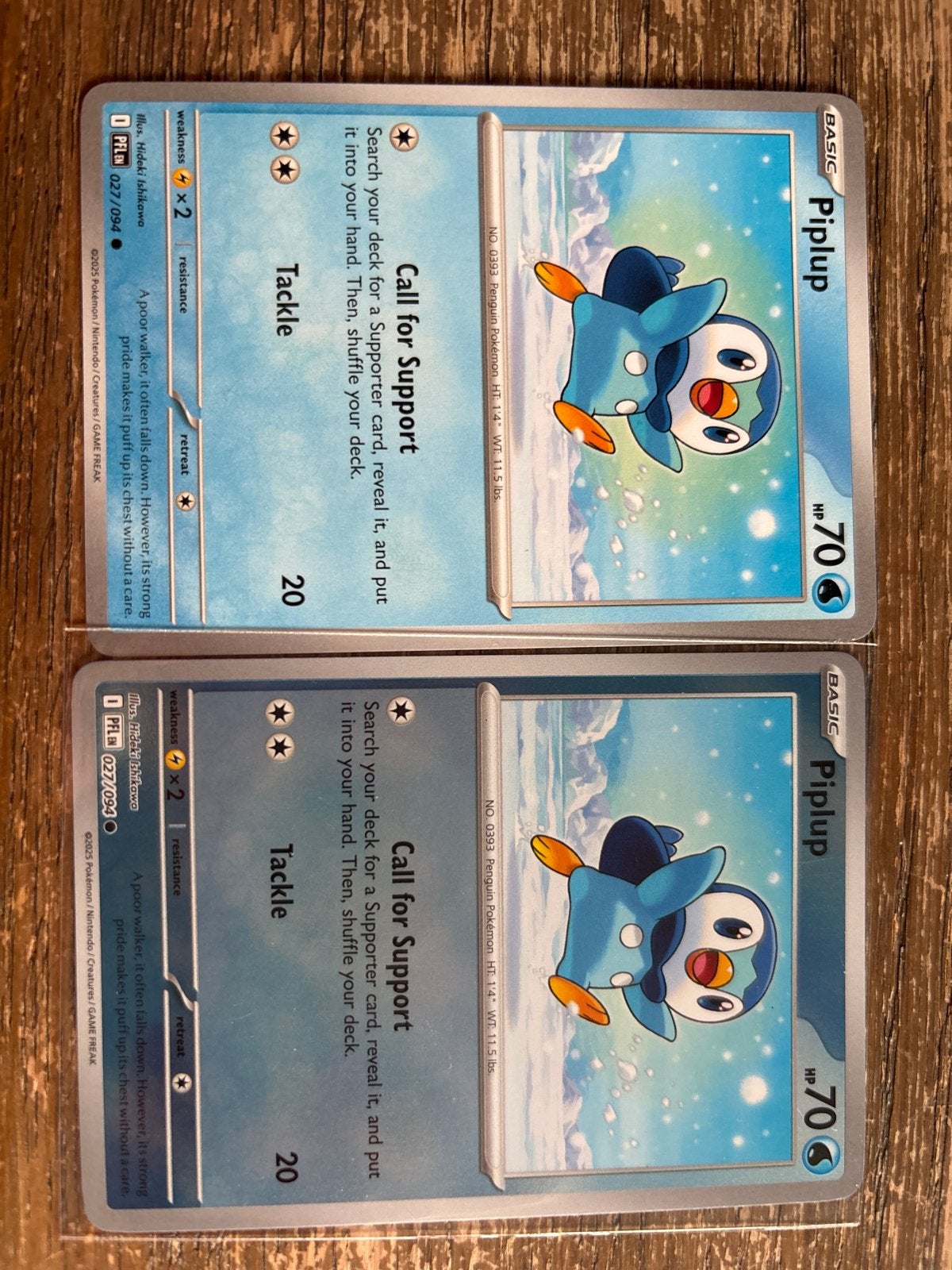 Pokémon Kaart Piplup 027/094 (2 stuks), Ophalen of Verzenden, Zo goed als nieuw, Meerdere kaarten