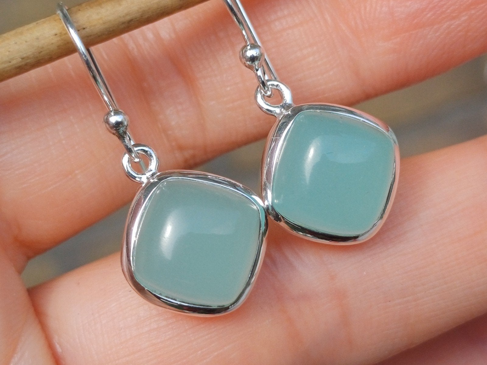 Vanoli 925 zilveren design oorbellen met chalcedoon, Daiva1973@hotmail.com, Hangers, Vanoli, Blauw