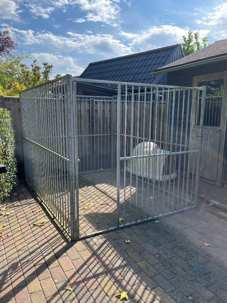 Corton Hondenren –gegalvaniseerd– incl. dakconstructie, Dieren en Toebehoren, Hondenhokken, Ophalen, Hondenkennel, 100 cm of meer