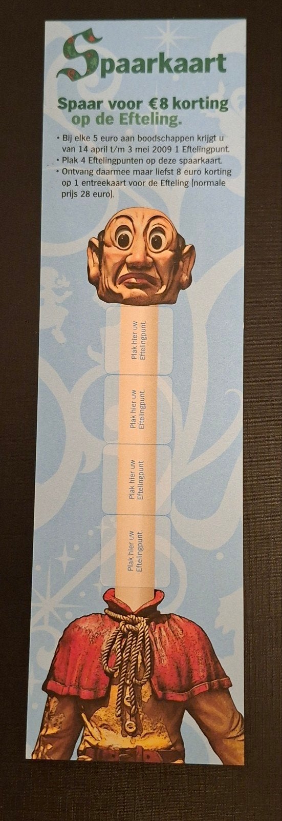 Efteling spaarkaart 2009 reclame Albert Heijn Langnek, Ophalen of Verzenden, Nieuw, Overige typen