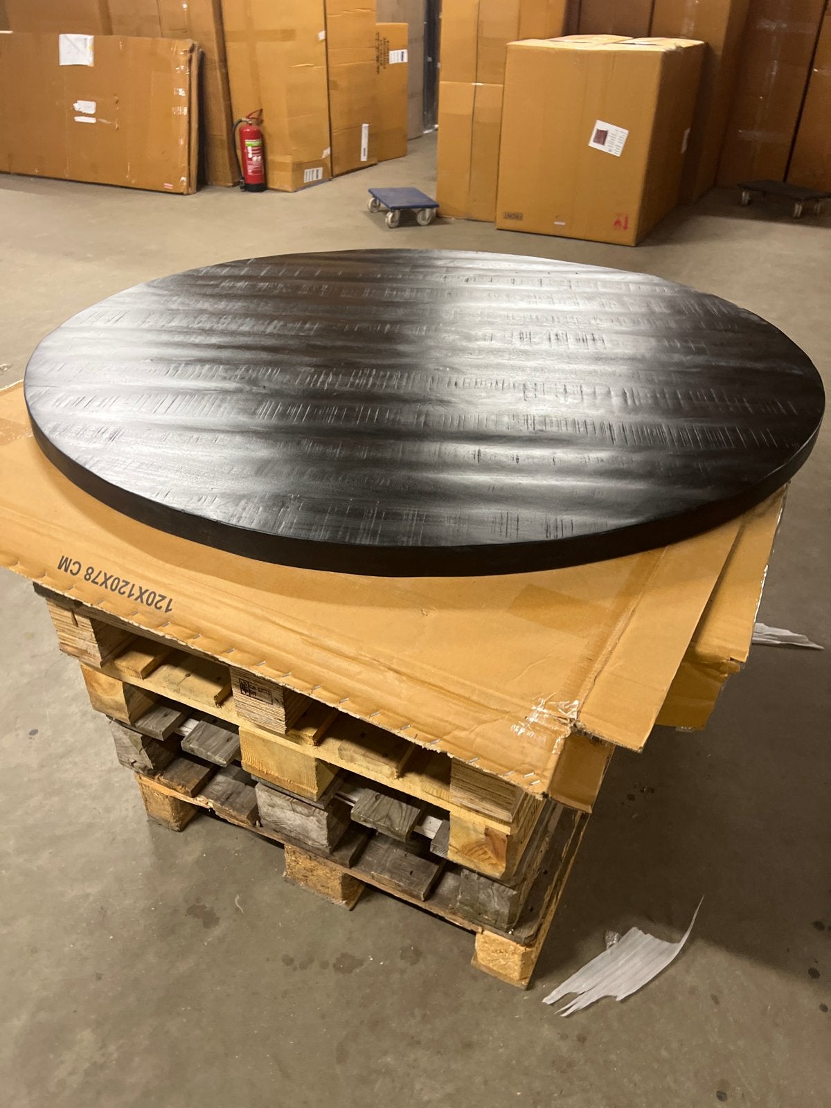 Zwart mangohouten tafelblad (150 cm), Ophalen, Gebruikt, Rond, Tafelblad