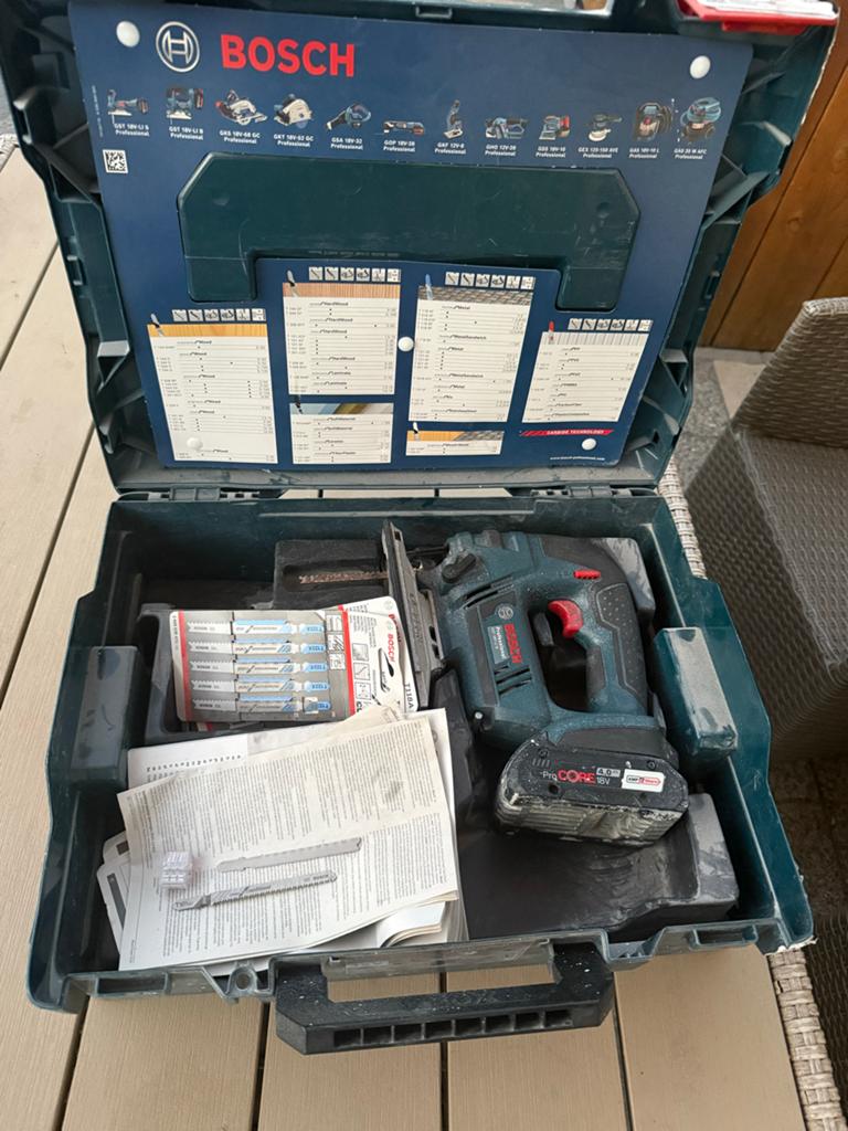 Bosch Professional Decoupeerzaag GST 18V-LI B (Accu), Doe-het-zelf en Verbouw, Ophalen, Zo goed als nieuw, 1200 watt of meer, Decoupeerzaag
