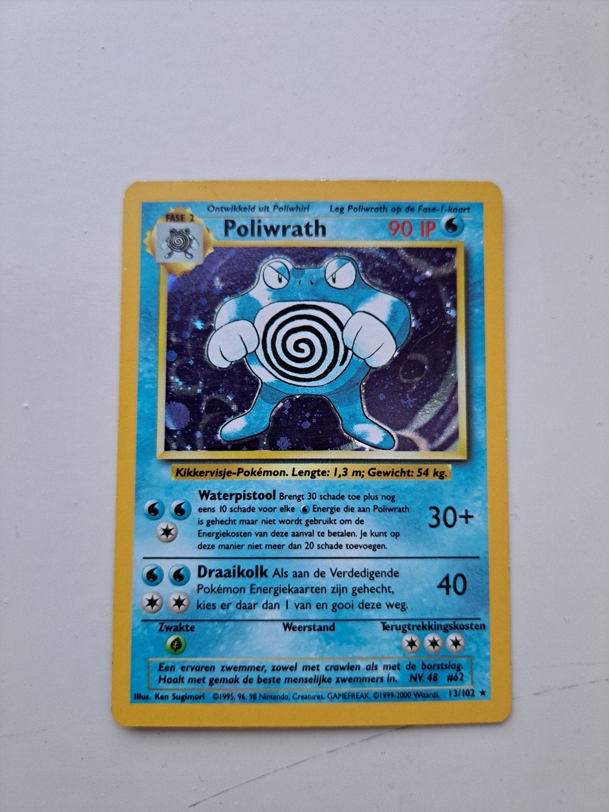 Poliwrath Holo NL Pokémon Kaart - Zeldzaam en in goede staat, Ophalen of Verzenden, Gebruikt, Losse kaart, Foil