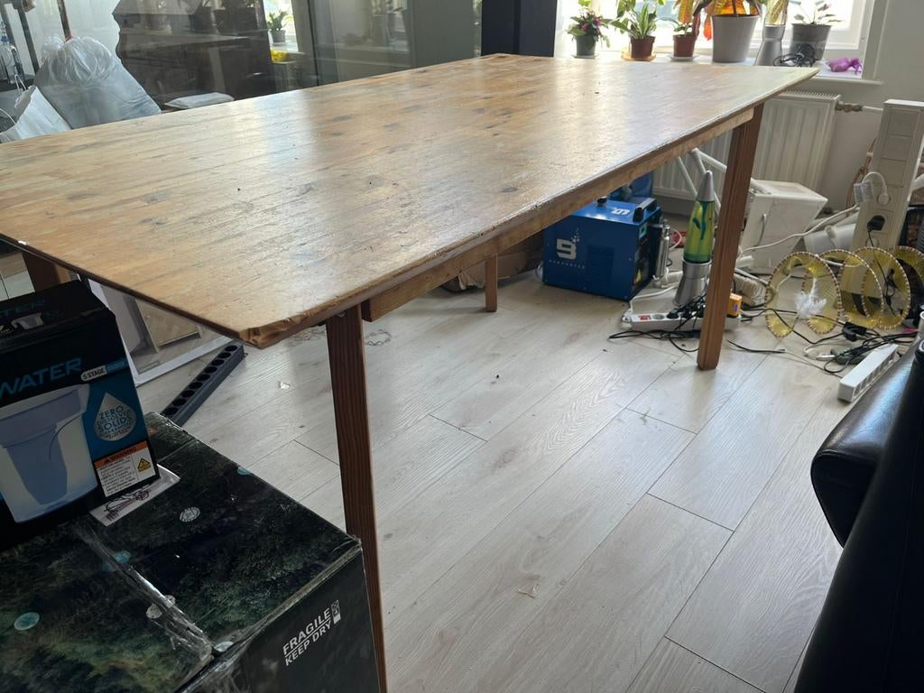 Gratis houten eettafel, Huis en Inrichting, Tafels | Eettafels, Ophalen, Gebruikt, 200 cm of meer, 50 tot 100 cm