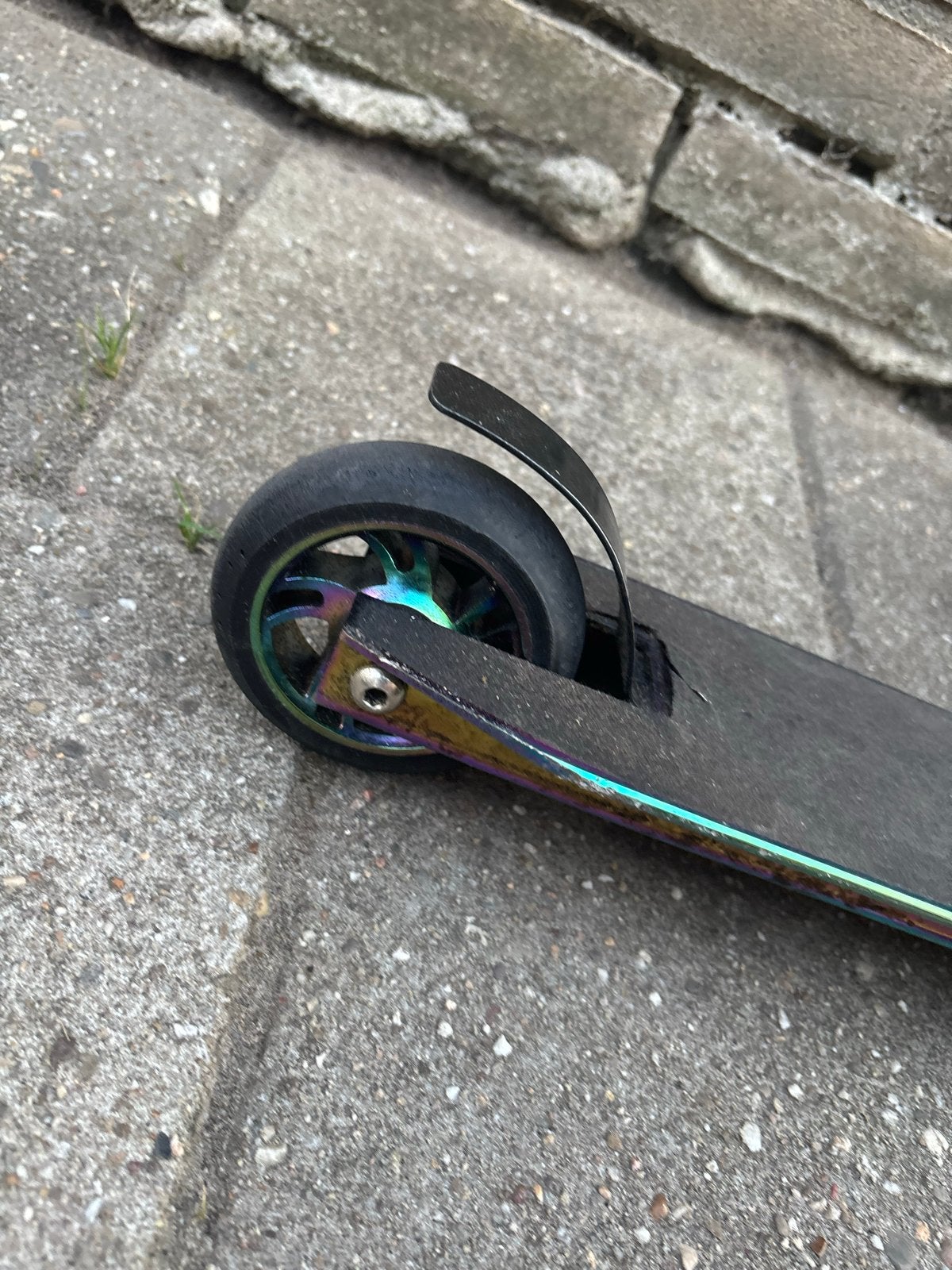 Stuntstep met regenboog details en paarse handvatten, Ophalen, Gebruikt, Gewone step