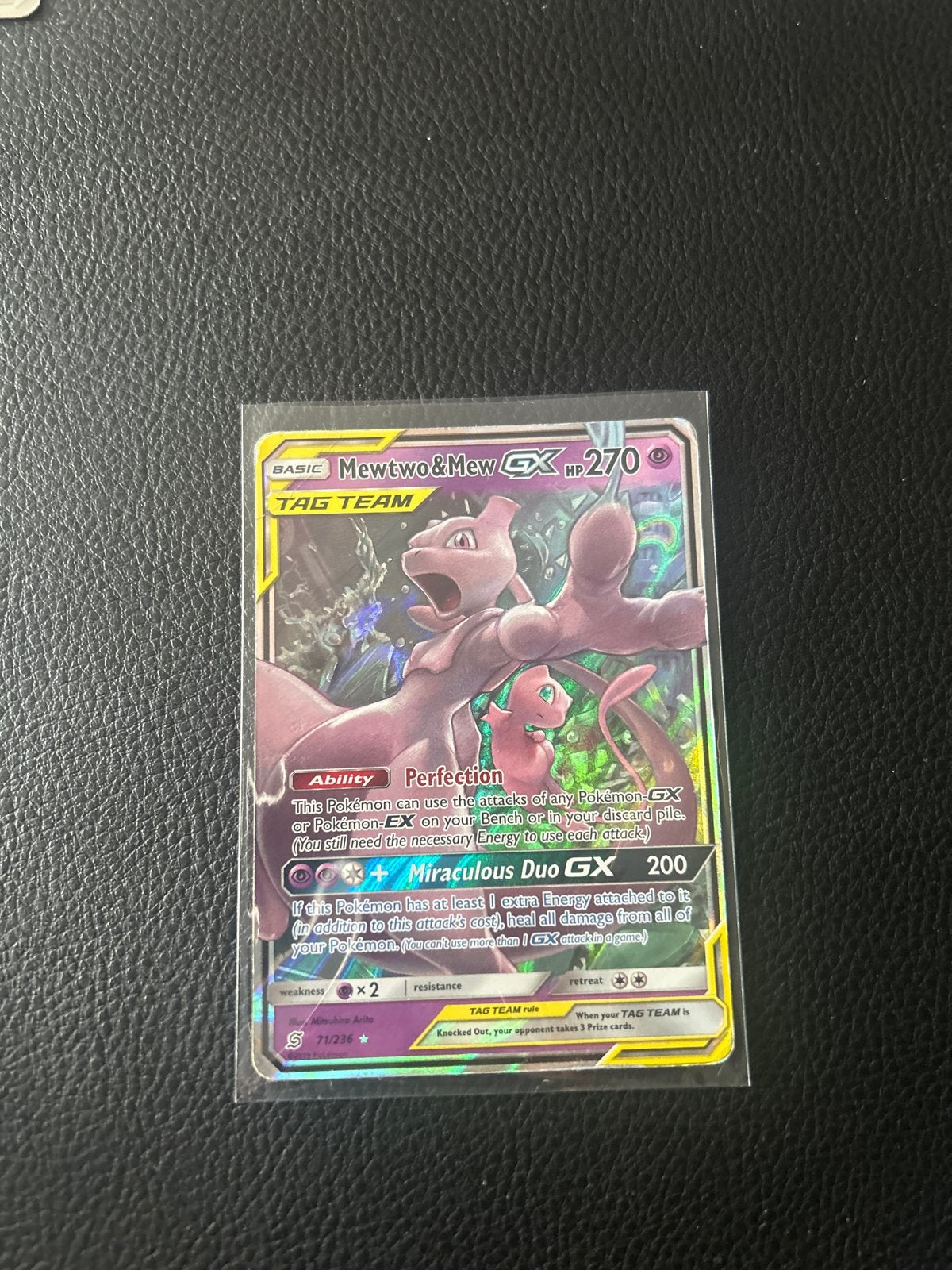 Mewtwo & Mew GX Pokémon kaart, Ophalen of Verzenden, Gebruikt, Losse kaart