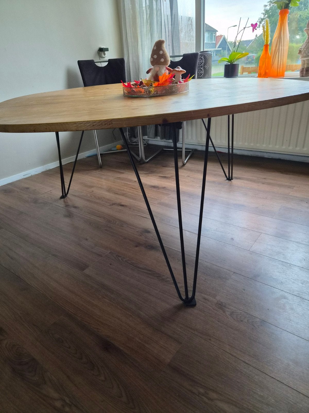 Ronde eettafel doorsnee 1.70m, Huis en Inrichting, Ophalen, Gebruikt, 150 tot 200 cm, Rond