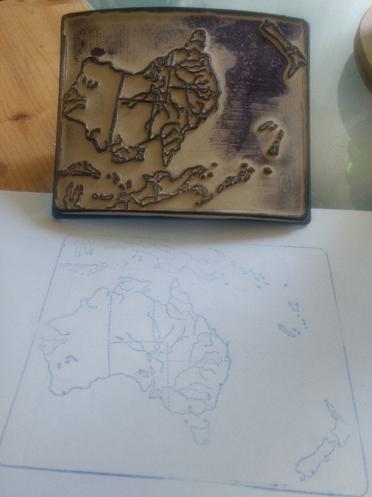 vintage landkaart stempel Australië, Hobby en Vrije tijd, Stempelen, Ophalen of Verzenden, Gebruikt, Overige typen
