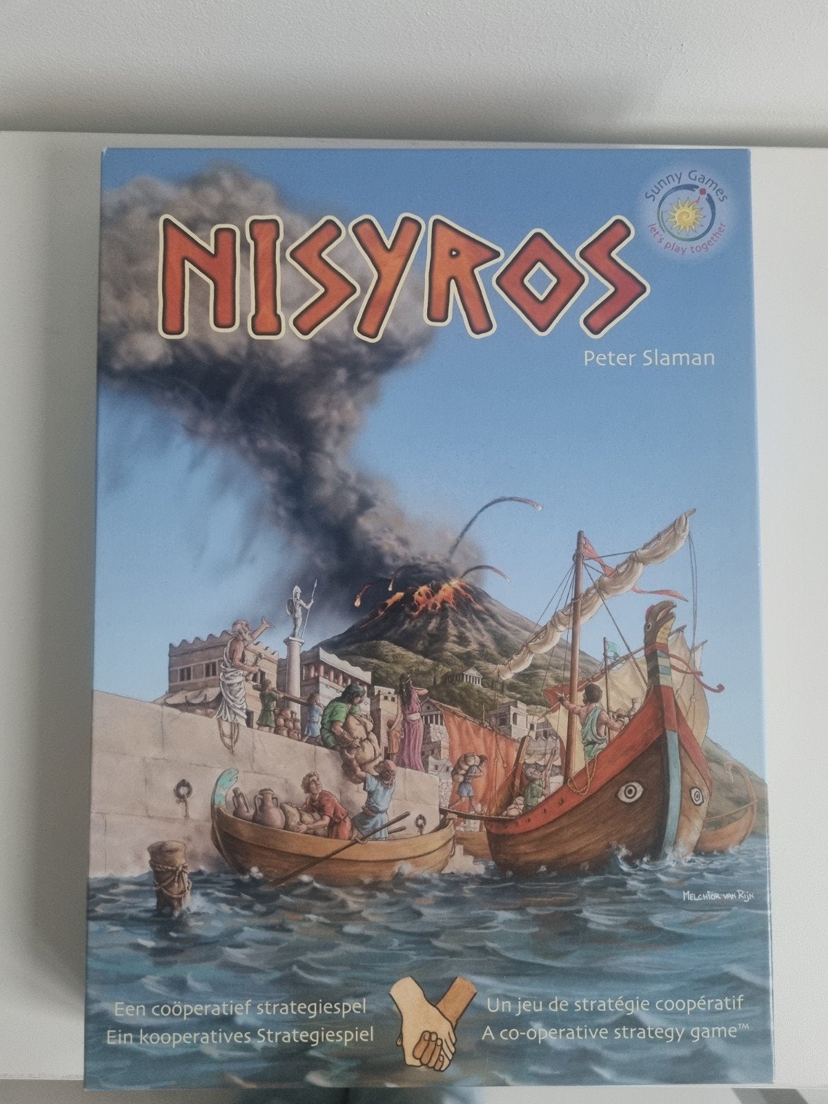 Nisyros Coöperatief Strategisch Bordspel - Peter Slaman, Een of twee spelers, Ophalen of Verzenden, Zo goed als nieuw, Sunny Games