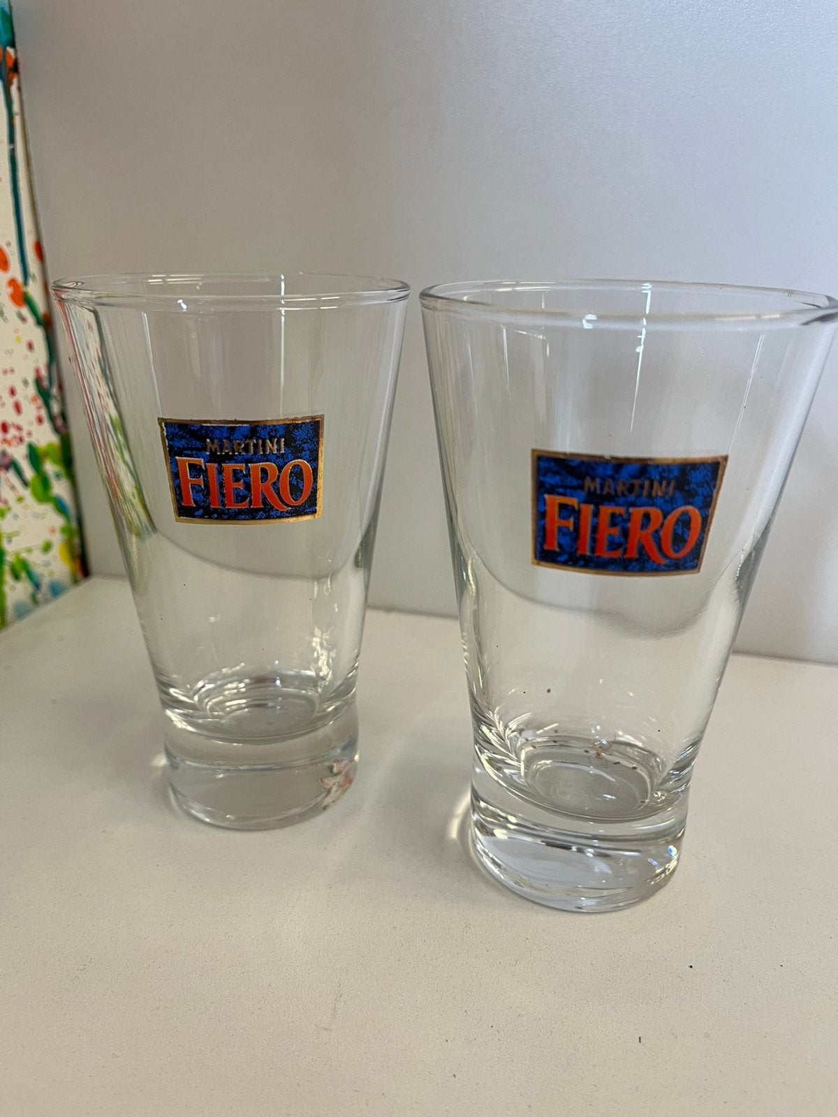Martini Fiero glazen set van 2 glazen, Ophalen of Verzenden, Nieuw, Borrel- of Shotglas