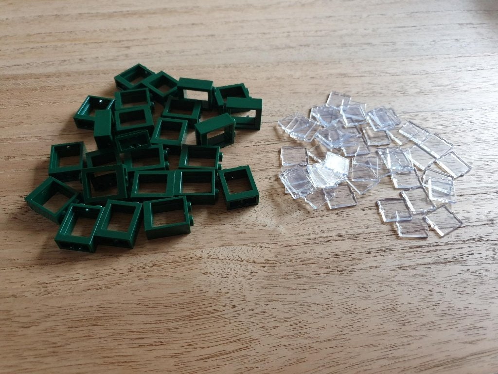 Partij N357=25x Nieuwe Lego donkergroene ramen met glas, Lego, Lego, Lego, Nieuw