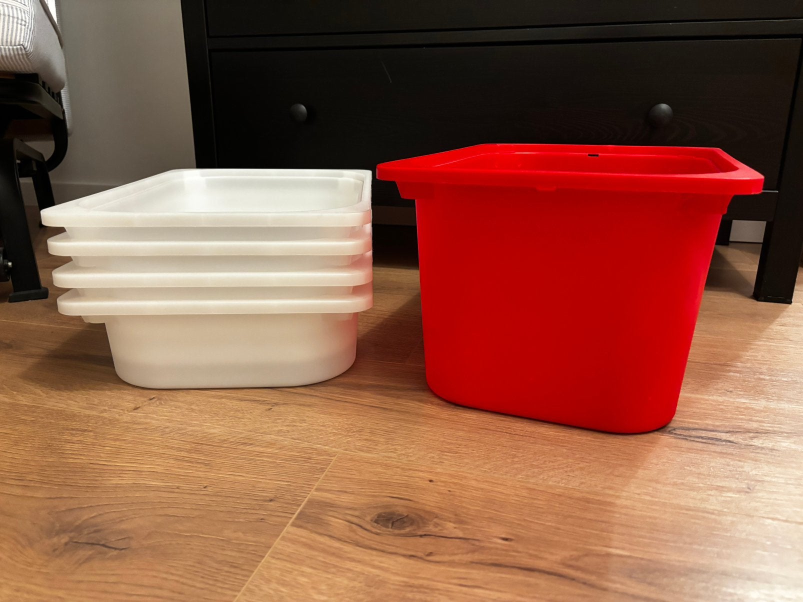 Set van 5 IKEA Trofast bakken (4 small en 1 medium), Huis en Inrichting, Ophalen of Verzenden, Zo goed als nieuw, Kunststof