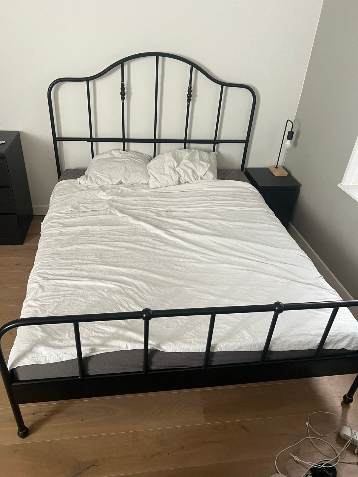 Ikea SAGSTUA Bed Frame 160x200cm with matress, Ophalen, Gebruikt, Zwart, Tweepersoons