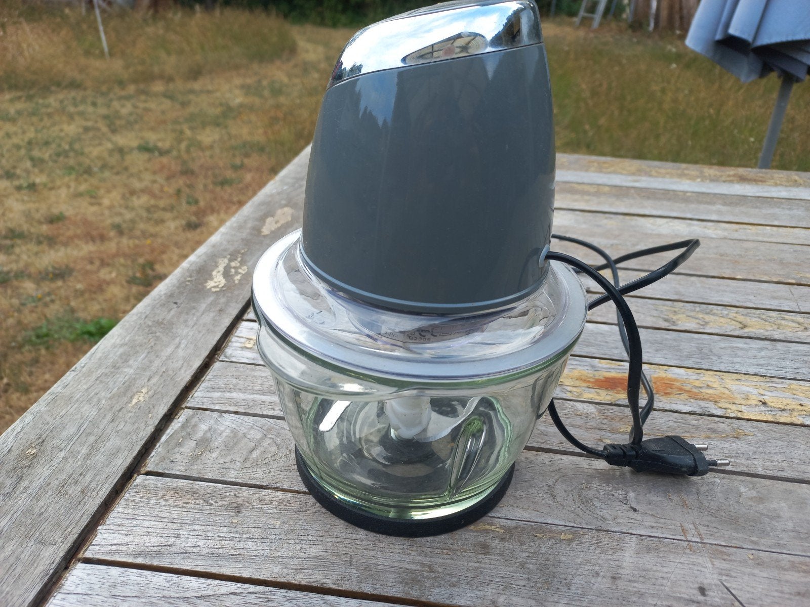 Compacte snijmachine met glazen kom, Minder dan 1 liter, Ophalen of Verzenden, Gebruikt, 2 snelheden