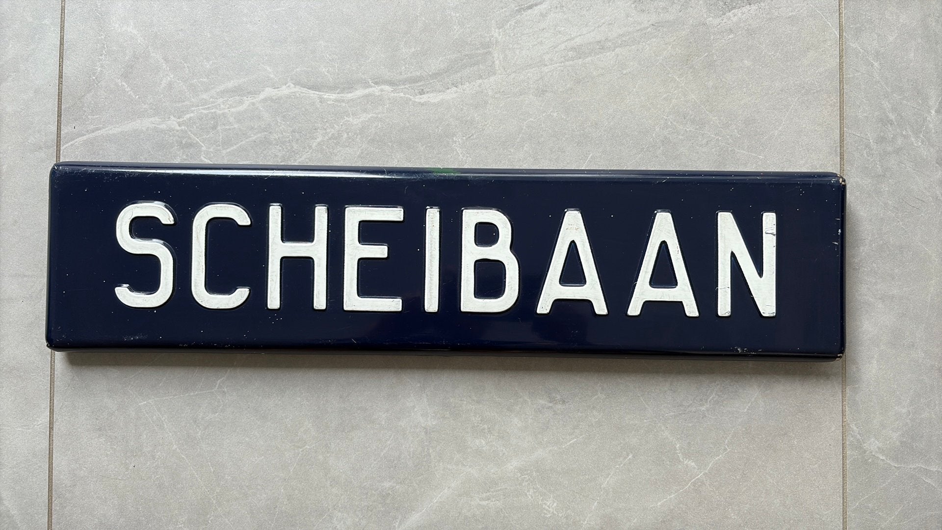 Vintage straatnaambord SCHEIBAAN Oisterwijk metaal emaille, Antiek en Kunst, Ophalen of Verzenden