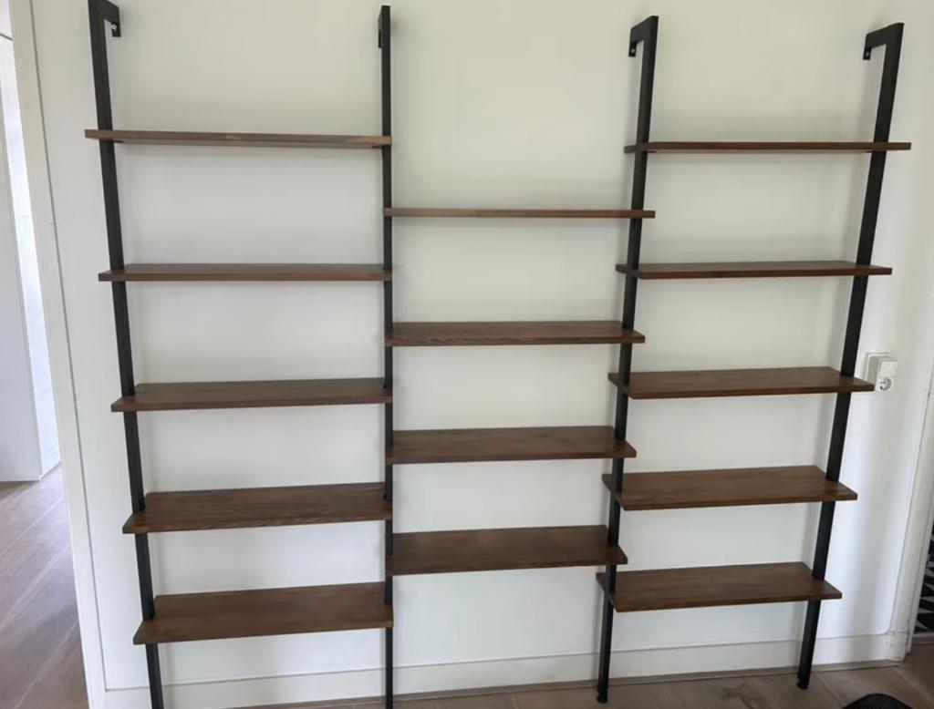 Open wandkast massief hout en staal — scroll niet verder, Huis en Inrichting, Kasten | Wandmeubels, Ophalen, Met plank(en), 150 tot 200 cm