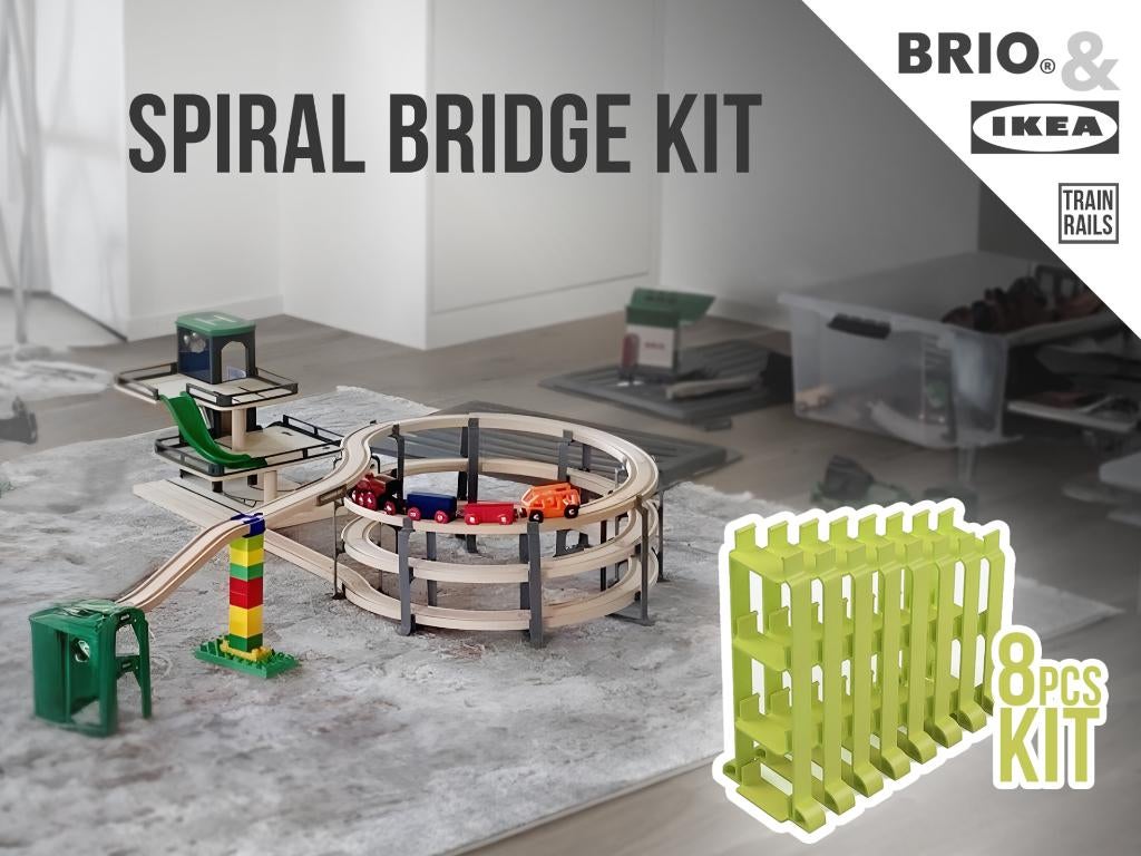 Spiraalbrug voor houten treinbaan – compatibel Brio & IKEA, Ophalen of Verzenden, Nieuw, Complete set, Duplo