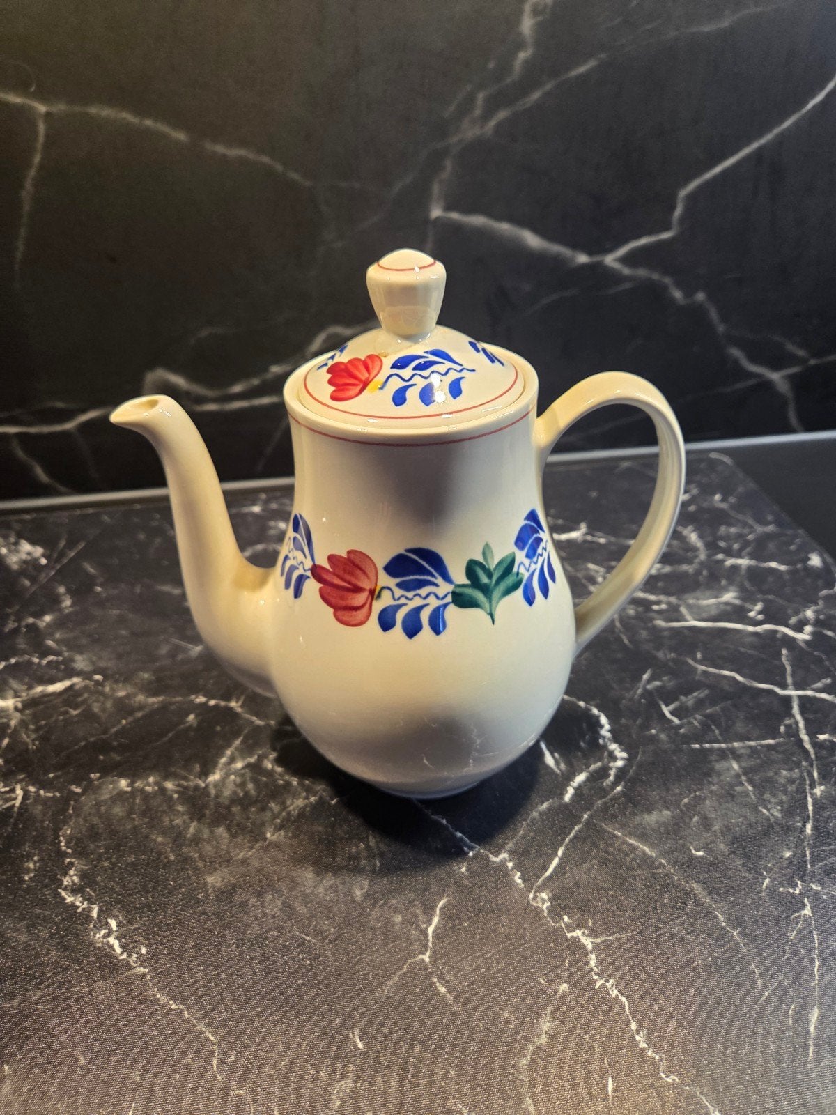 Vintage Boch Frères Keramis theepot met bloemmotief, Ophalen