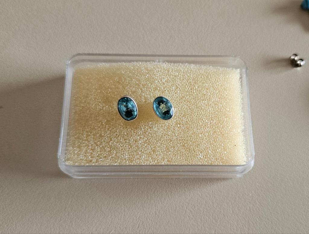 Aquamarijn oorknoppen zilver 925, Verzenden, Zilver, Oorbellen, Met edelsteen