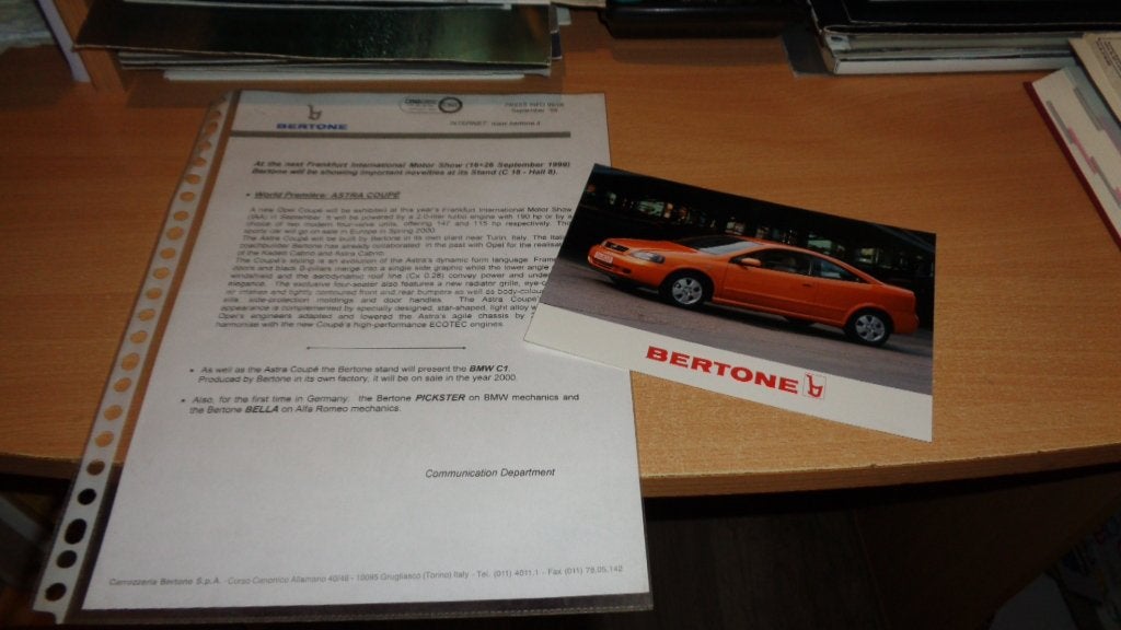 Persinformatie BERTONE World Premiere OPEL ASTRA COUPE 1999, Verzenden, Nieuw, Opel