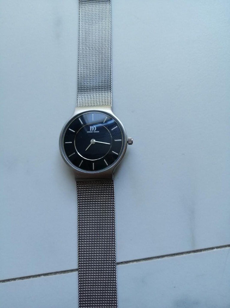 Danish Design dames horloge blauwe wijzerplaat als nieuw, Ophalen of Verzenden, Zo goed als nieuw, Zilver, Zilver