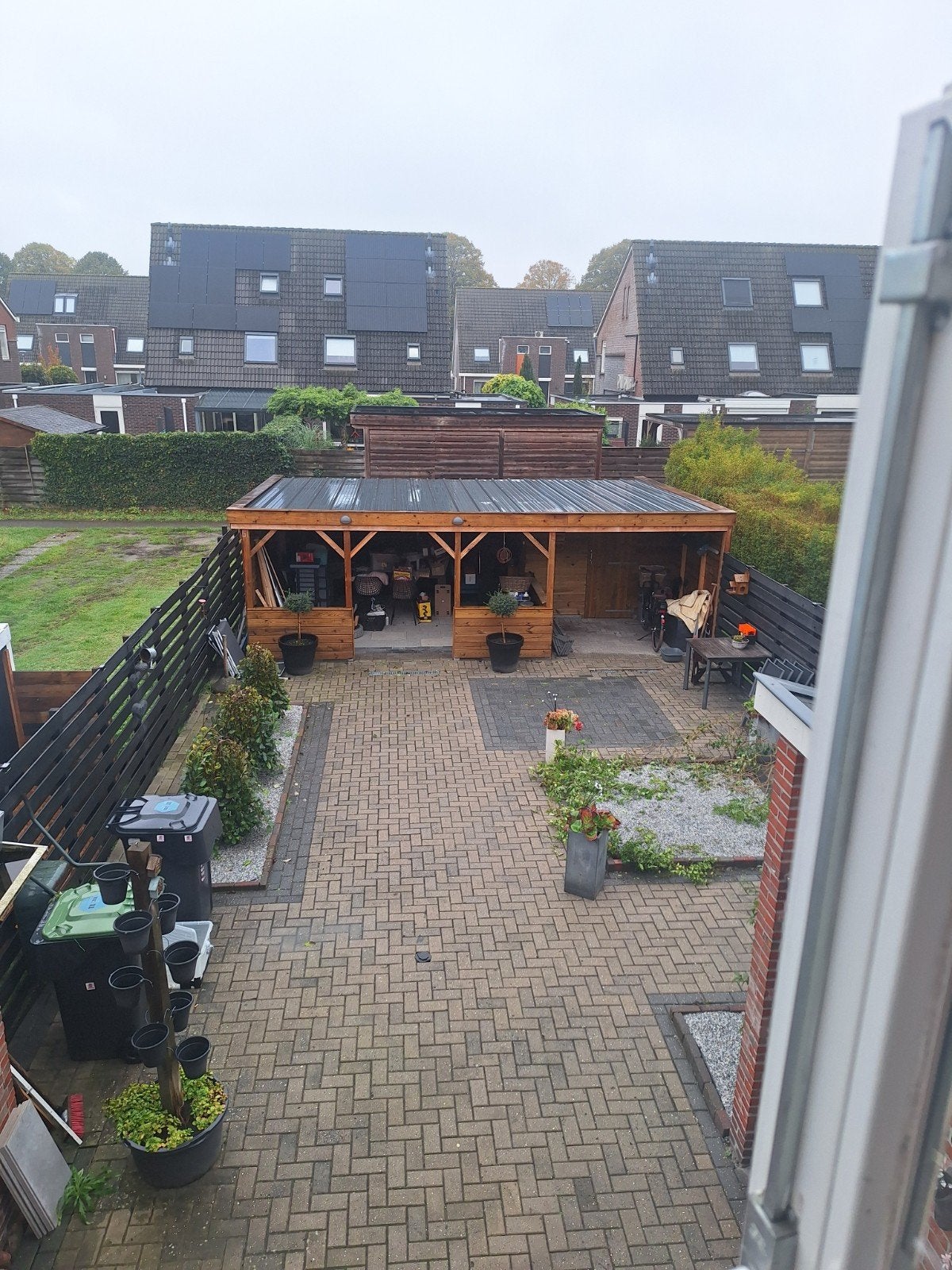 Overkapping met geïsoleerd dak en schuurtje (8 mnd oud), Ophalen, Zo goed als nieuw, Hout, Overige typen