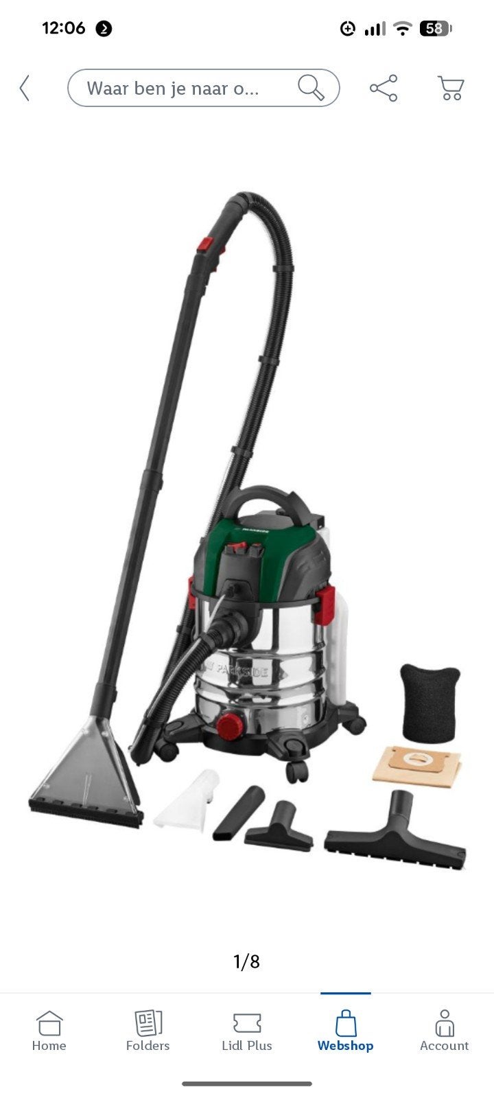 Parkside Tapijtreiniger 1600W - Zo goed als nieuw, Overige merken, Zo goed als nieuw, Vloerreiniger, Geschikt voor tapijt